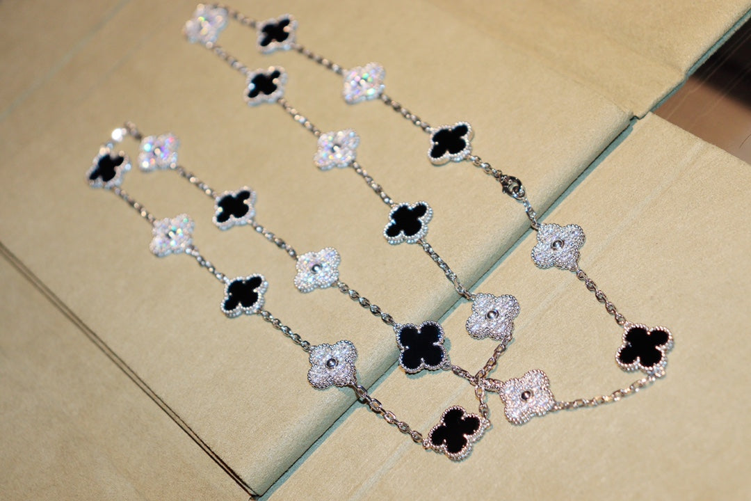 [Amore Jewelry]CLOVER 20 MOTIFS ONYX DIAMOND SILVER