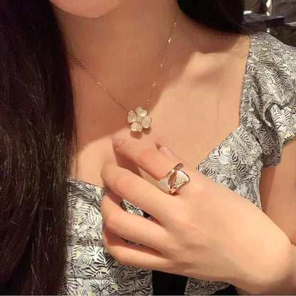 [Amore Jewelry]CLOVER MOP DIAMOND ROSE GOLD NECKLACE