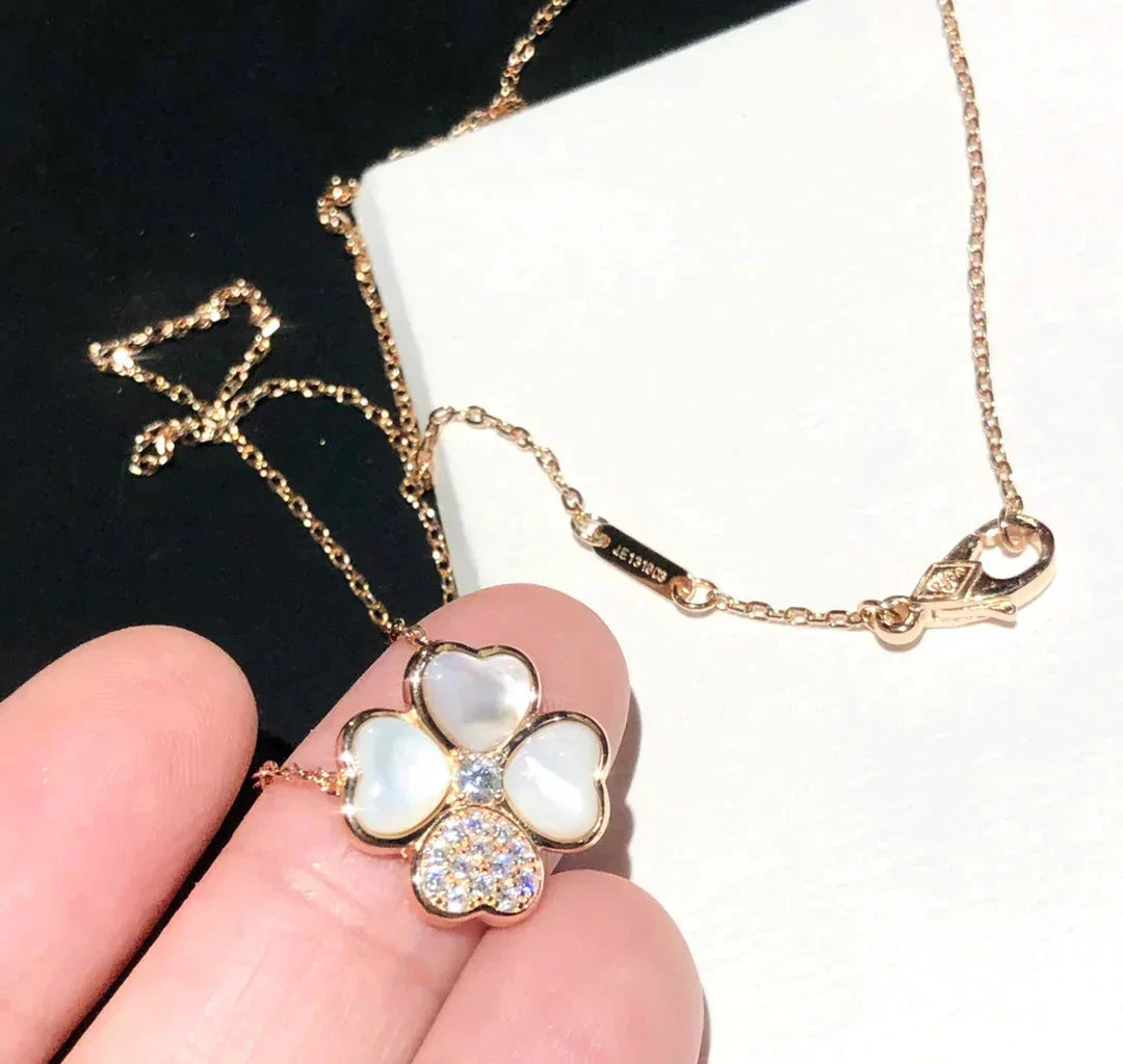[Amore Jewelry]CLOVER MOP DIAMOND ROSE GOLD NECKLACE