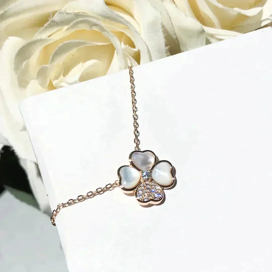 [Amore Jewelry]CLOVER MOP DIAMOND ROSE GOLD NECKLACE