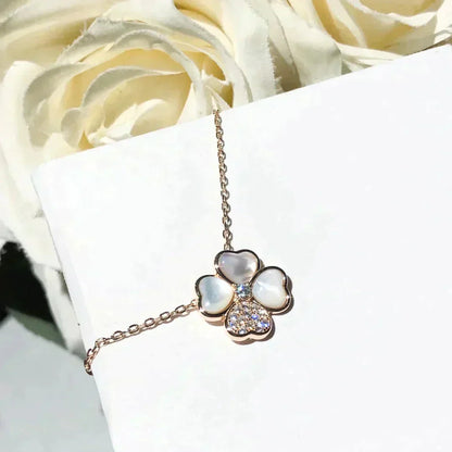 [Amore Jewelry]CLOVER MOP DIAMOND ROSE GOLD NECKLACE