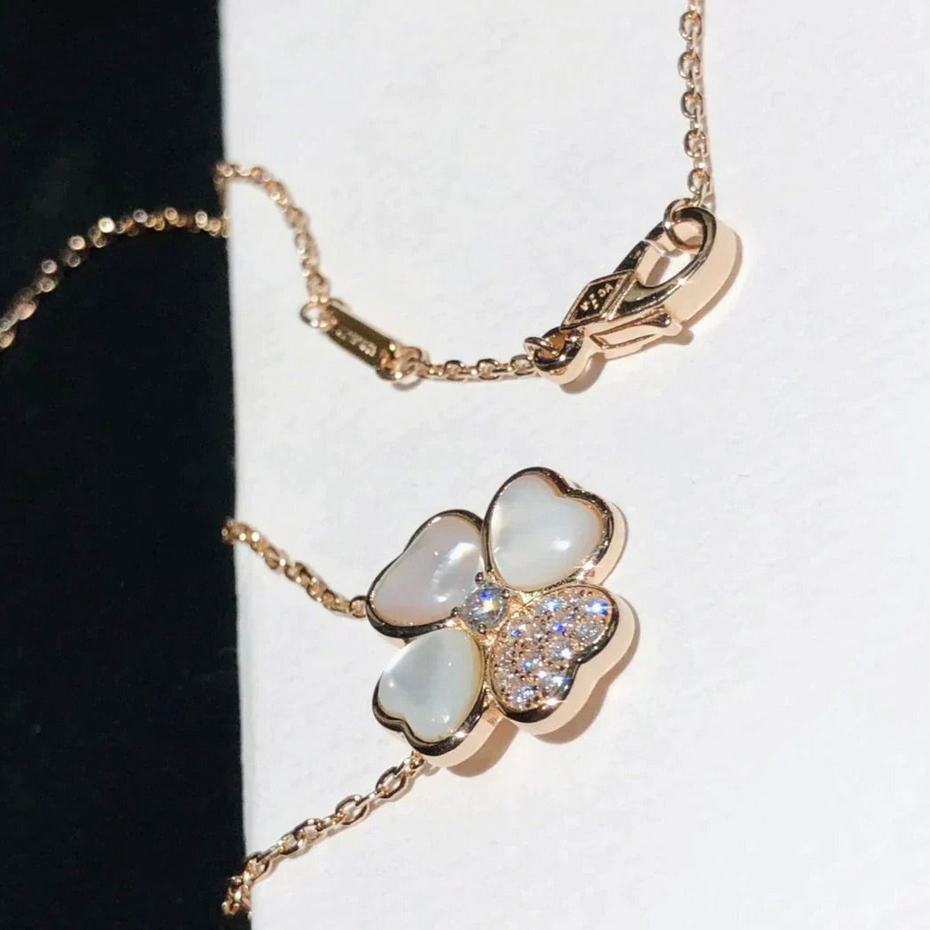 [Amore Jewelry]CLOVER MOP DIAMOND ROSE GOLD NECKLACE