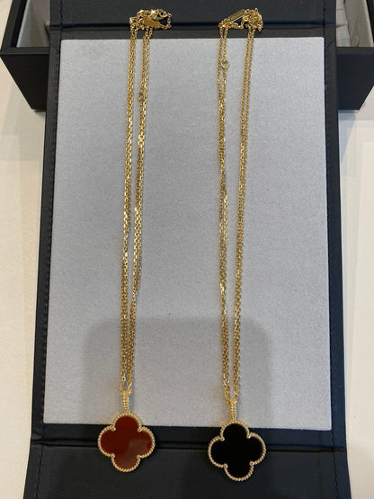 [Amore Jewelry]CLOVER 25MM NECKLACE GOLD CARNELIAN