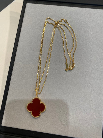 [Amore Jewelry]CLOVER 25MM NECKLACE GOLD CARNELIAN