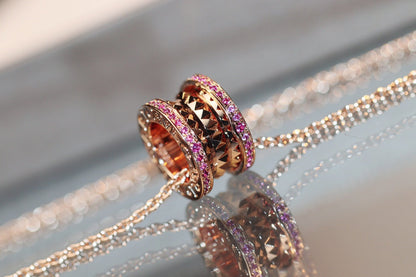 [Amore Jewelry]ZERO 1 ROCK PINK GOLD PINK DIAMOND NECKLACE