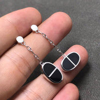 [Amore Jewelry]CHAINE VERSO BLACK CERAMIC SILVER EARRINGS