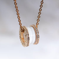 [Amore Jewelry]ZERO 1 WHITE CERAMIC PINK GOLD DIAMOND NECKLACE