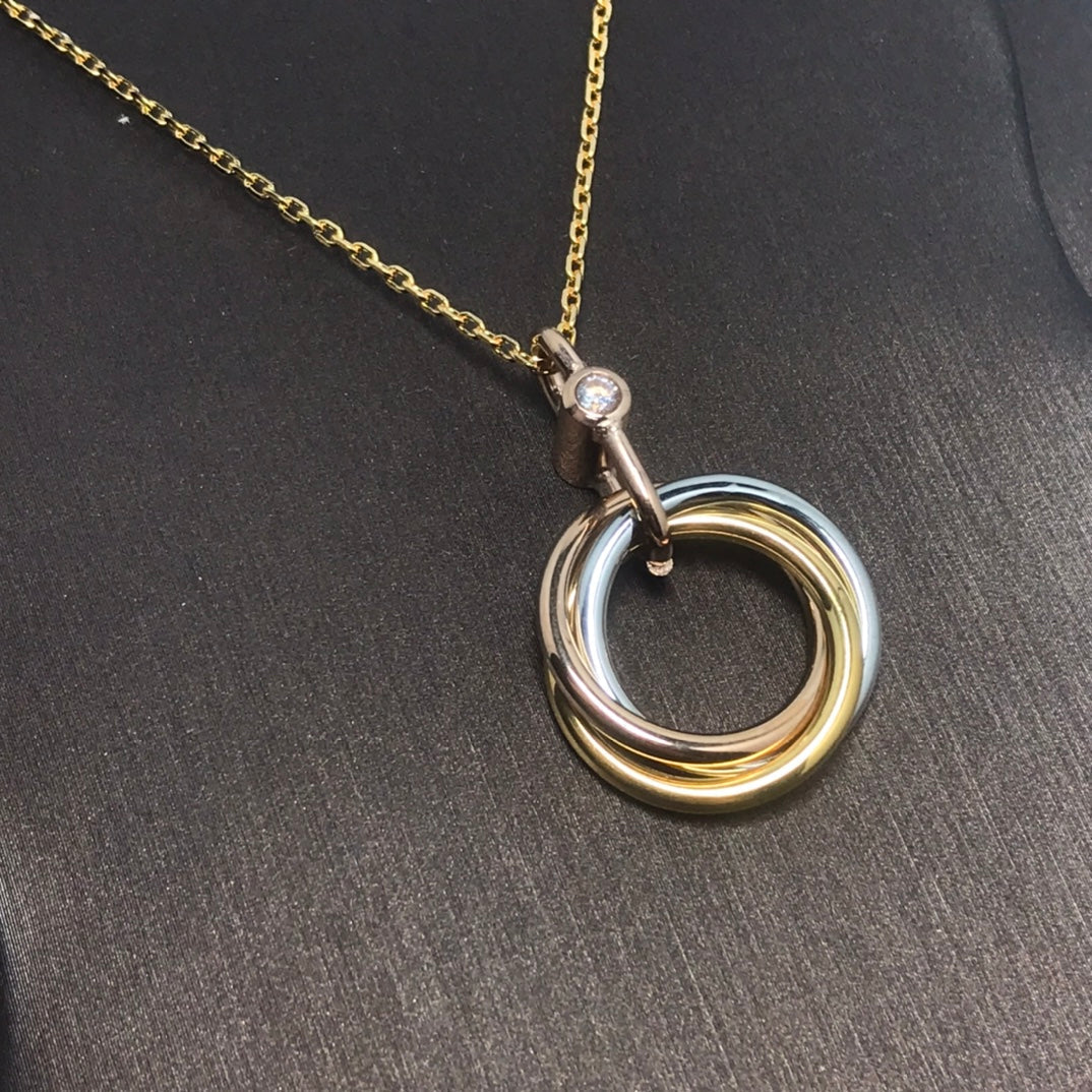 [Amore Jewelry]TRINITY SILVER GOLD PINK GOLD NECKLACE