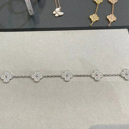 [Amore Jewelry]CLOVER 5 MOTIFS  DIAMOND BRACELET SILVER