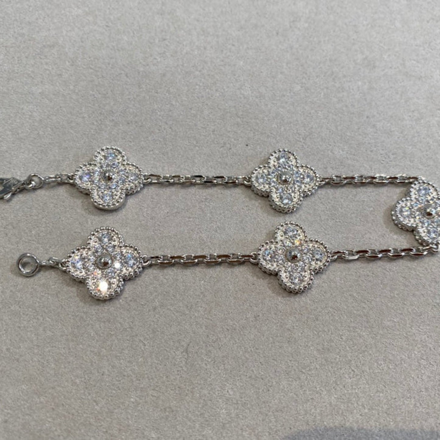 [Amore Jewelry]CLOVER 5 MOTIFS  DIAMOND BRACELET SILVER