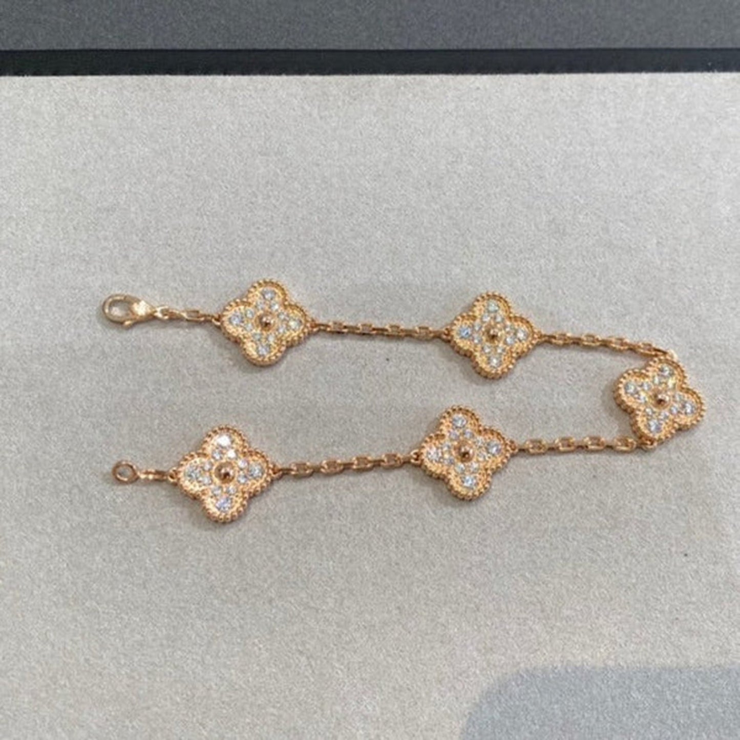 [Amore Jewelry]CLOVER 5 MOTIFS  FULL DIAMOND BRACELET
