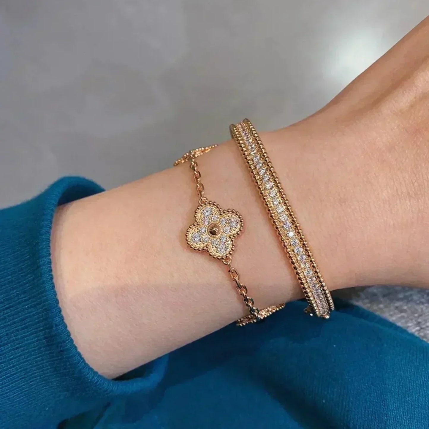 [Amore Jewelry]CLOVER 5 MOTIFS  FULL DIAMOND BRACELET