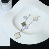[Amore Jewelry]CLOVER BRACELET 5 MOTIFS MOP CHALCEDONY SILVER