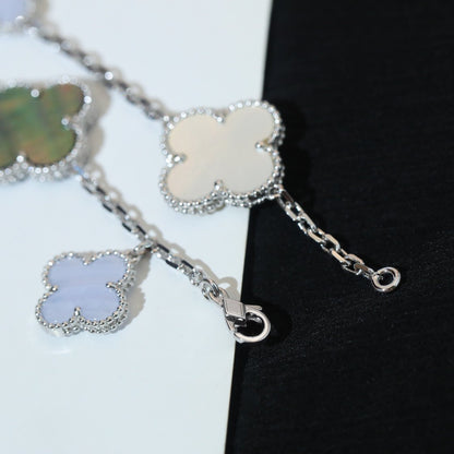[Amore Jewelry]CLOVER BRACELET 5 MOTIFS MOP CHALCEDONY SILVER