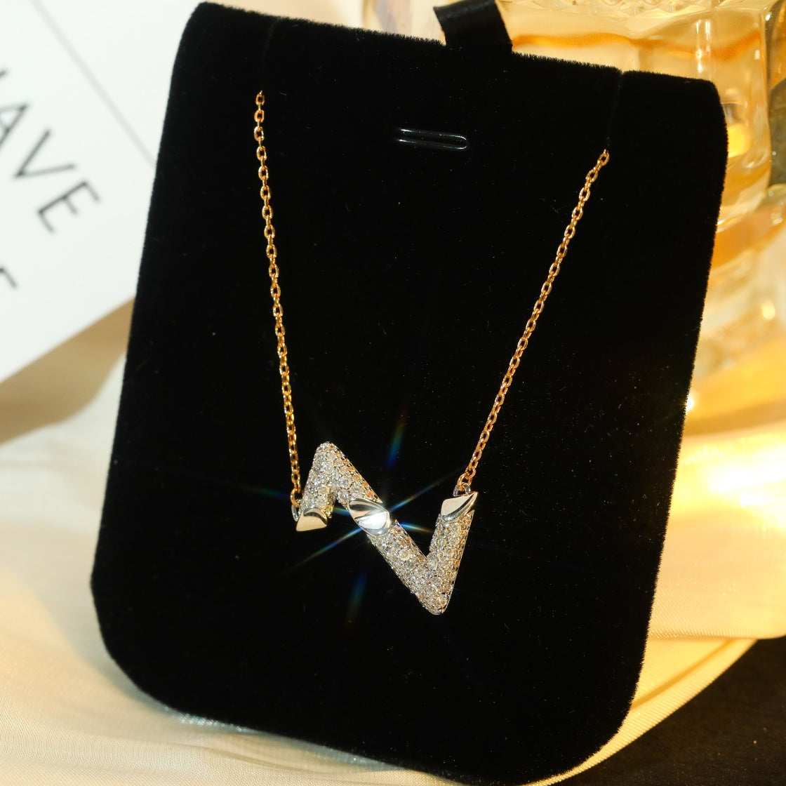 [Amore Jewelry]VOLT SILVER DIAMOND PEDANT NECKLACE