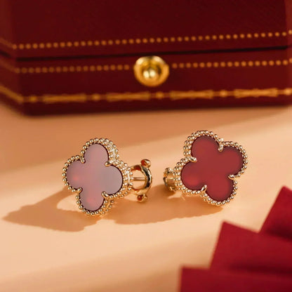 [Amore Jewelry]CLOVER MEDIUM 1 MOTIFS CARNELIAN  EARRINGS