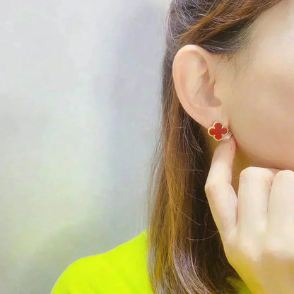 [Amore Jewelry]CLOVER MEDIUM 1 MOTIFS CARNELIAN  EARRINGS