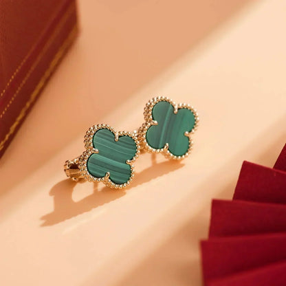 [Amore Jewelry]CLOVER MEDIUM 1 MOTIFS MALACHITE  EARRINGS