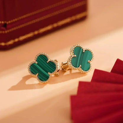 [Amore Jewelry]CLOVER MEDIUM 1 MOTIFS MALACHITE  EARRINGS