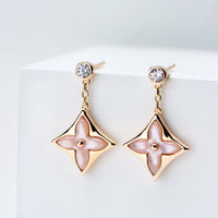 [Amore Jewelry]DOUBLE STAR PINK GOLD MOP DROP EARRINGS