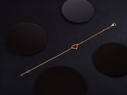 [Amore Jewelry]HEART CARNELIAN PINK GOLD BRACELET
