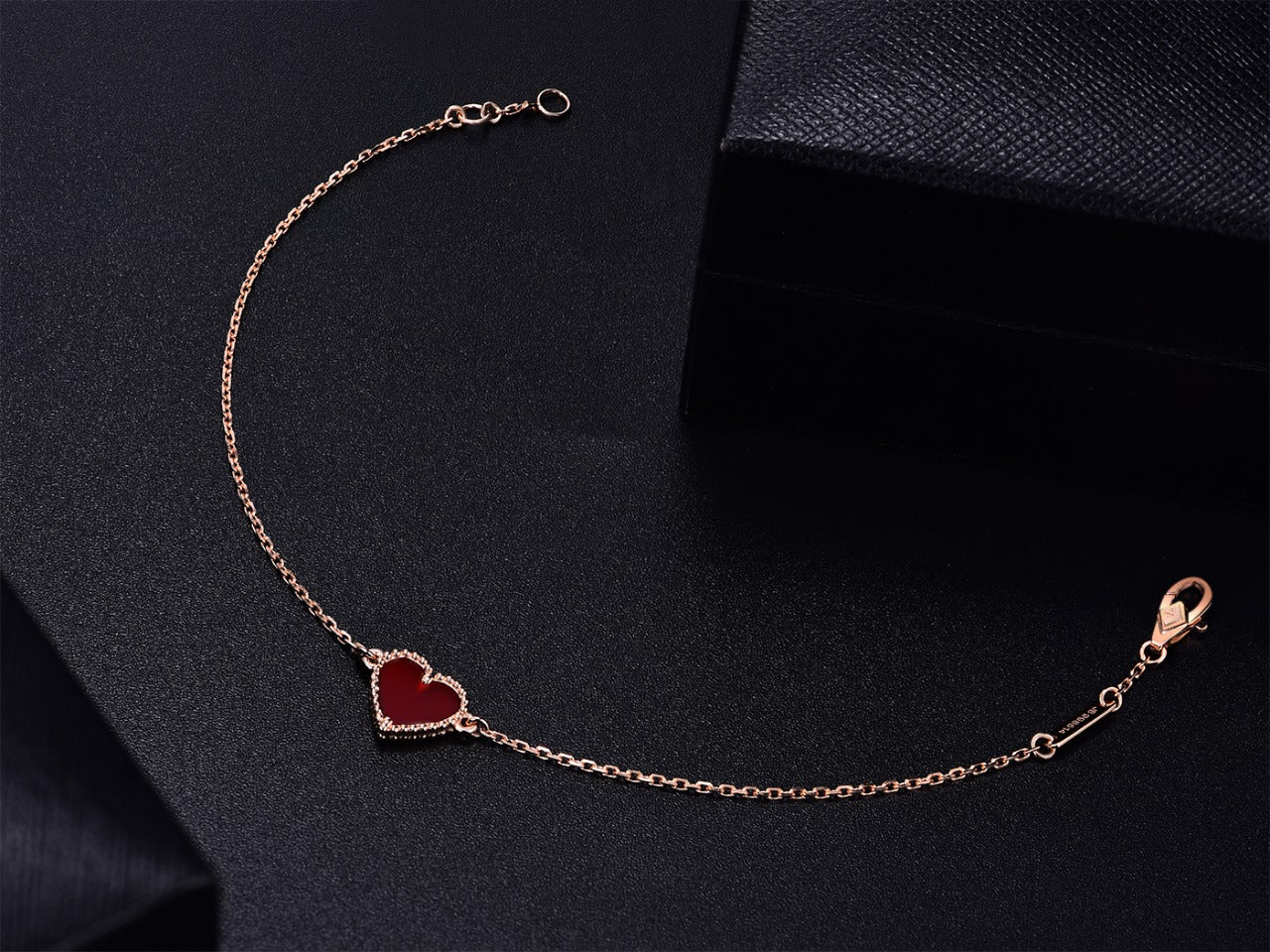 [Amore Jewelry]HEART CARNELIAN PINK GOLD BRACELET
