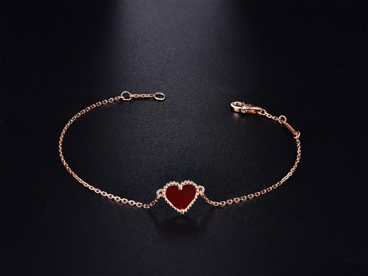 [Amore Jewelry]HEART CARNELIAN PINK GOLD BRACELET