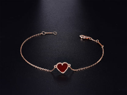 [Amore Jewelry]HEART CARNELIAN PINK GOLD BRACELET
