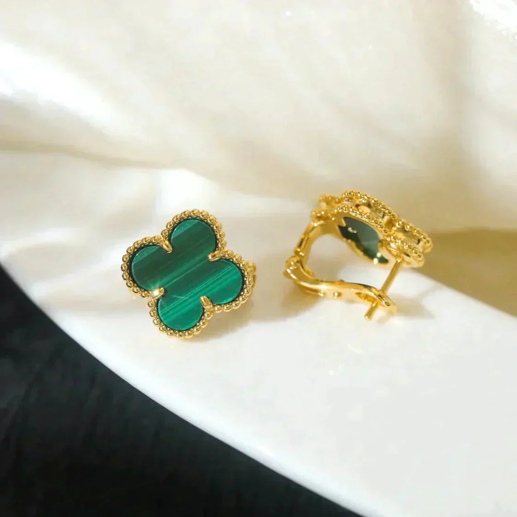 [Amore Jewelry]CLOVER MEDIUM 1 MOTIFS MALACHITE  EARRINGS