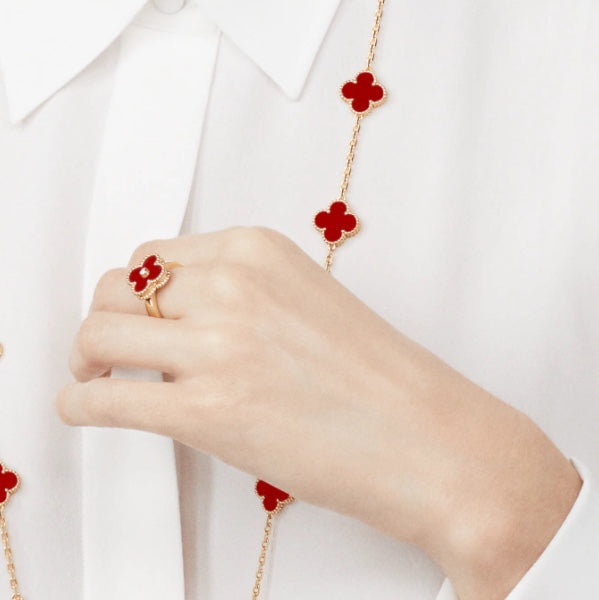 [Amore Jewelry]CLOVER CARNELIAN RING ROSE GOLD DIAMOND