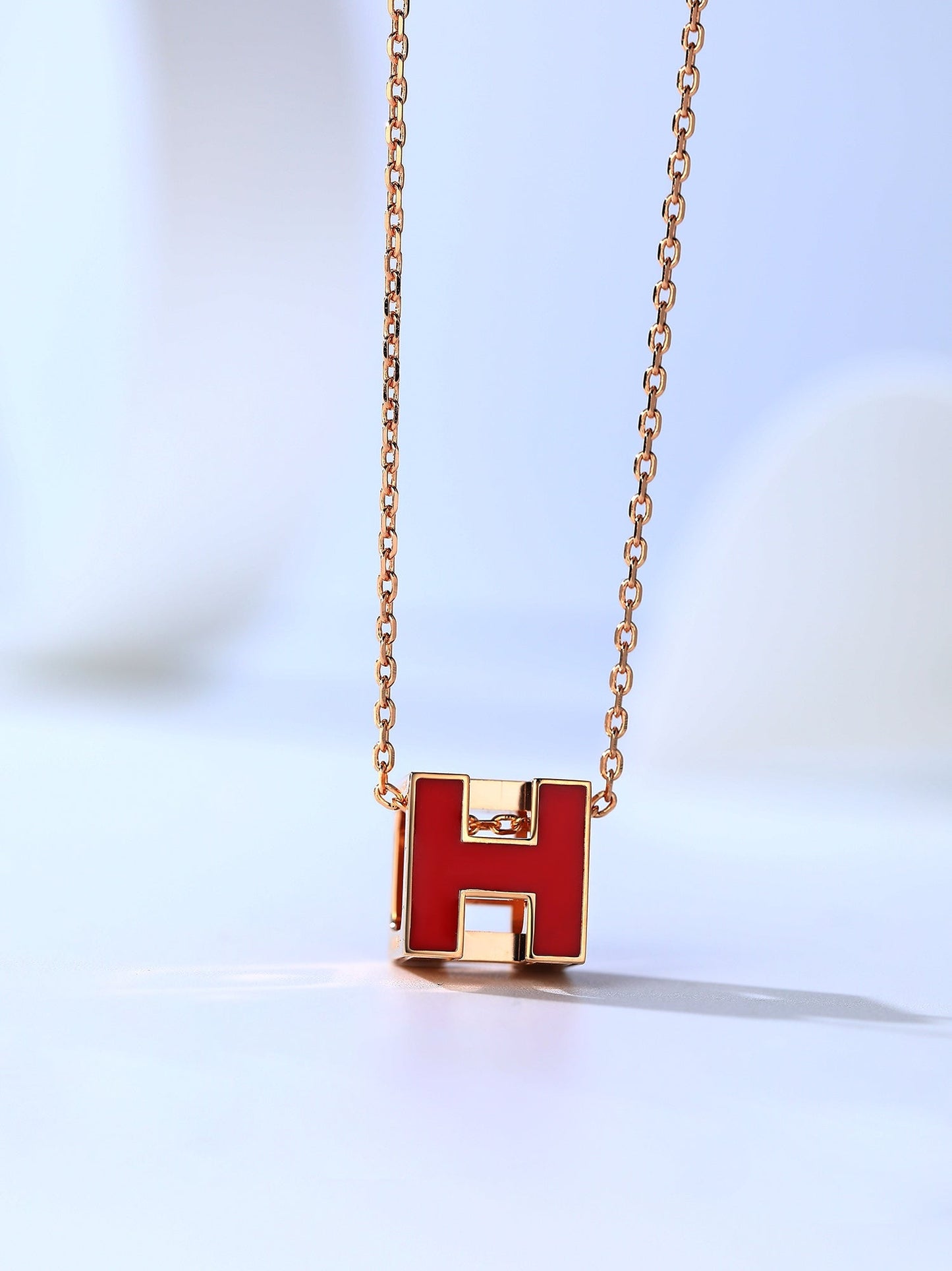 [Amore Jewelry]H CAGE PINK GOLD NECKLACE