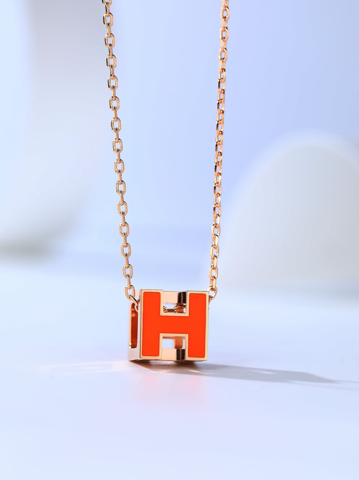 [Amore Jewelry]H CAGE PINK GOLD NECKLACE
