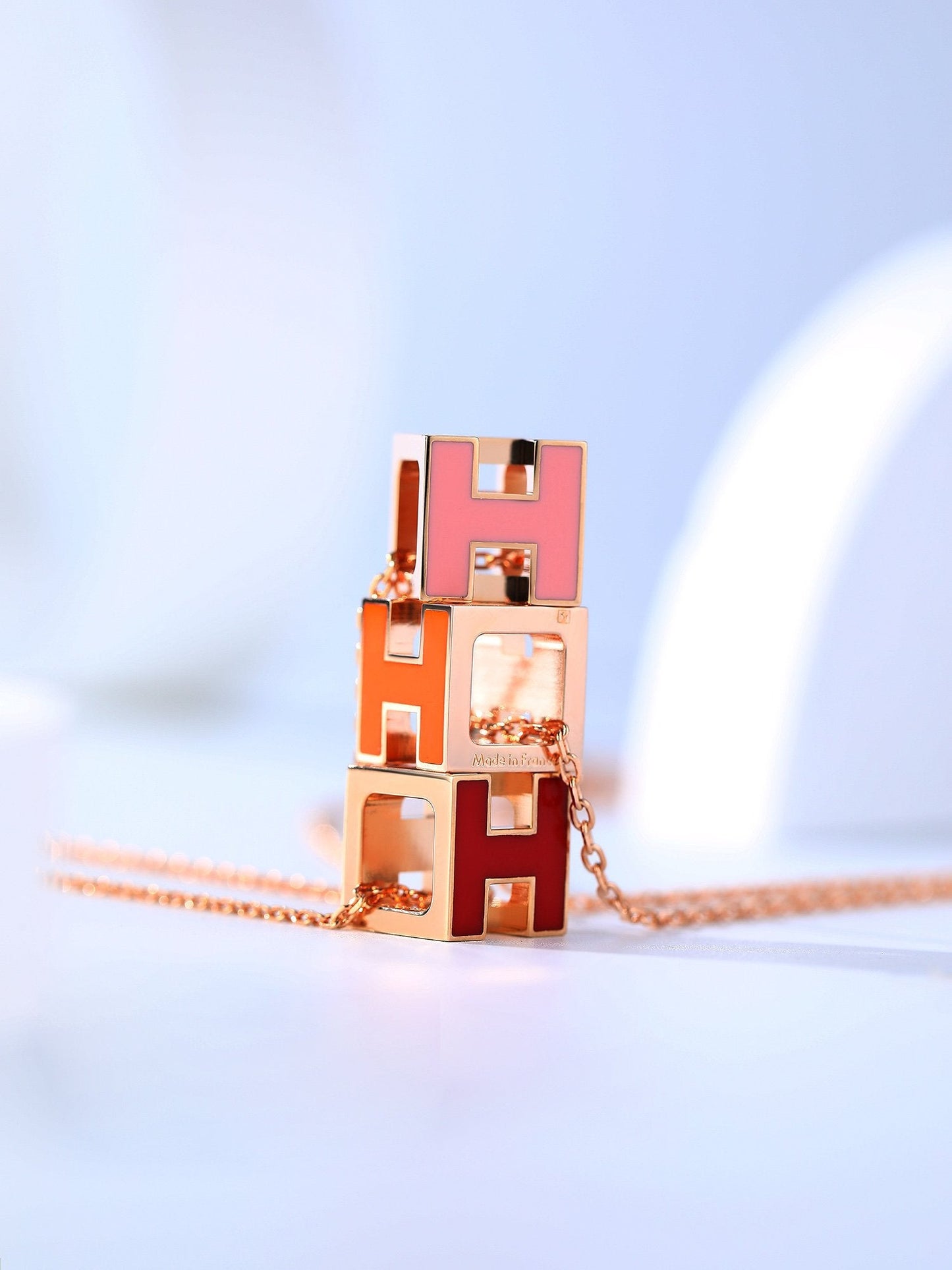 [Amore Jewelry]H CAGE PINK GOLD NECKLACE