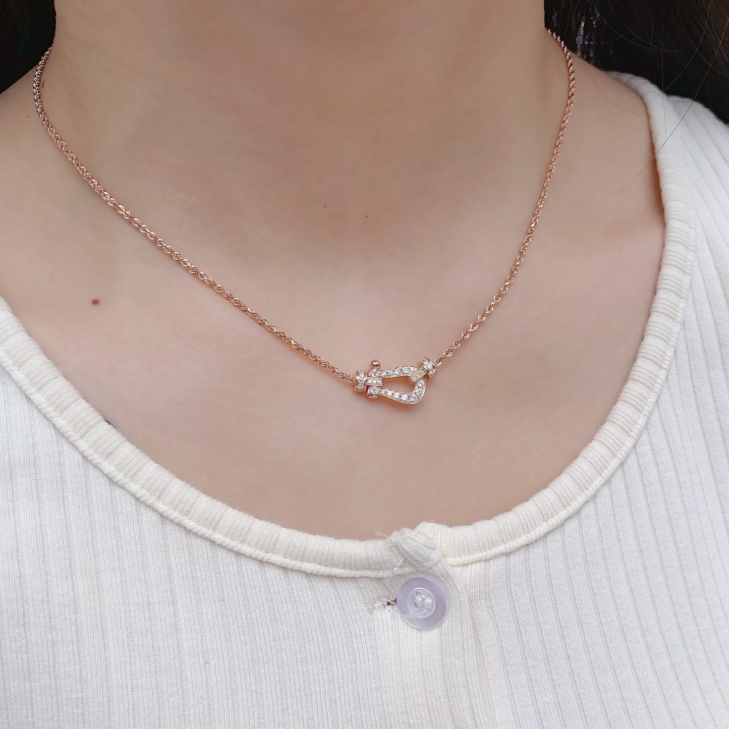 [Amore Jewelry]FORCE 10 PINK GOLD DIAMOND NECKLACE