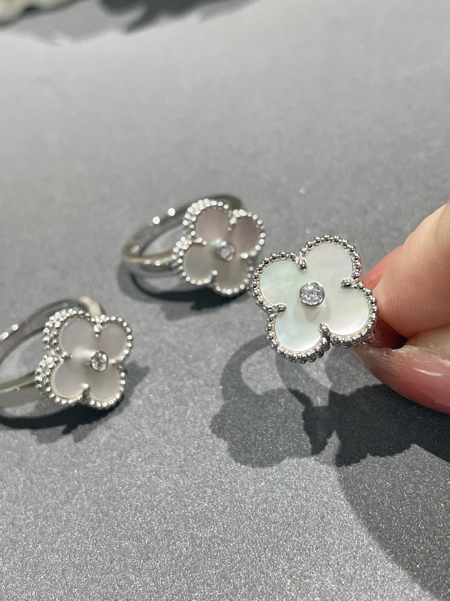 [Amore Jewelry]CLOVER SILVER MOP DIAMOND RING