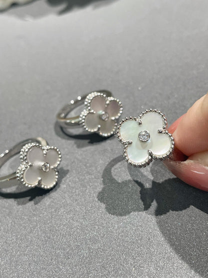 [Amore Jewelry]CLOVER SILVER MOP DIAMOND RING