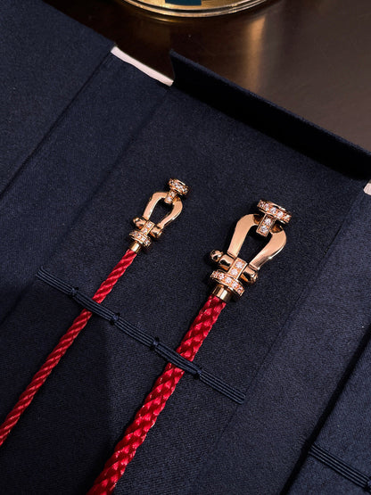 [Amore Jewelry]FORCE 10 HALF DIAMOND PINK GOLD RED CORDERI LARGE AND MEDIUM MODEL