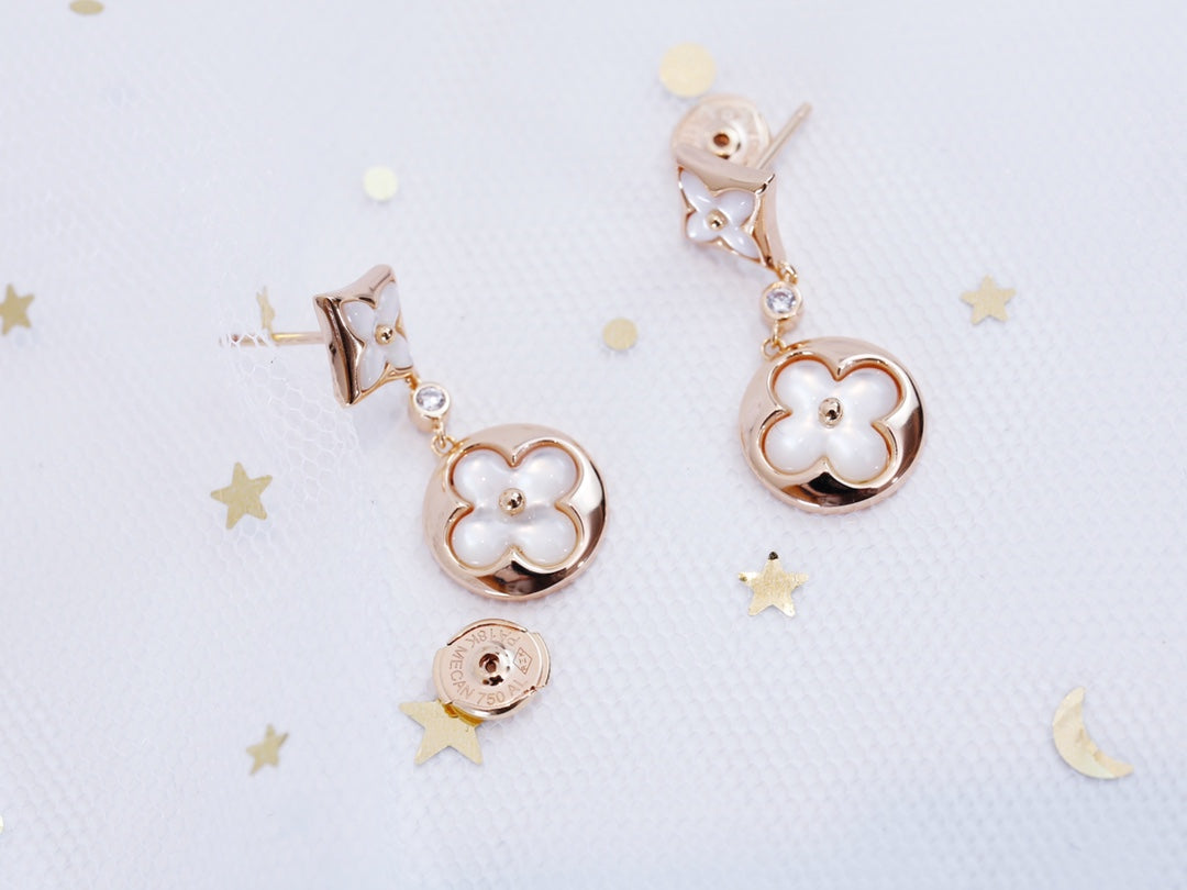[Amore Jewelry]STAR AND SUN PINK GOLD MOP DROP EARRINGS