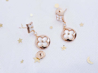 [Amore Jewelry]STAR AND SUN PINK GOLD MOP DROP EARRINGS