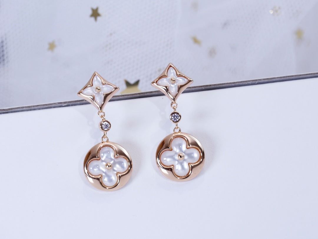 [Amore Jewelry]STAR AND SUN PINK GOLD MOP DROP EARRINGS