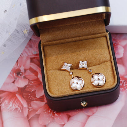 [Amore Jewelry]STAR AND SUN PINK GOLD MOP DROP EARRINGS