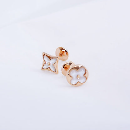 [Amore Jewelry]STAR AND SUN PINK GOLD MOP STUD EARRINGS