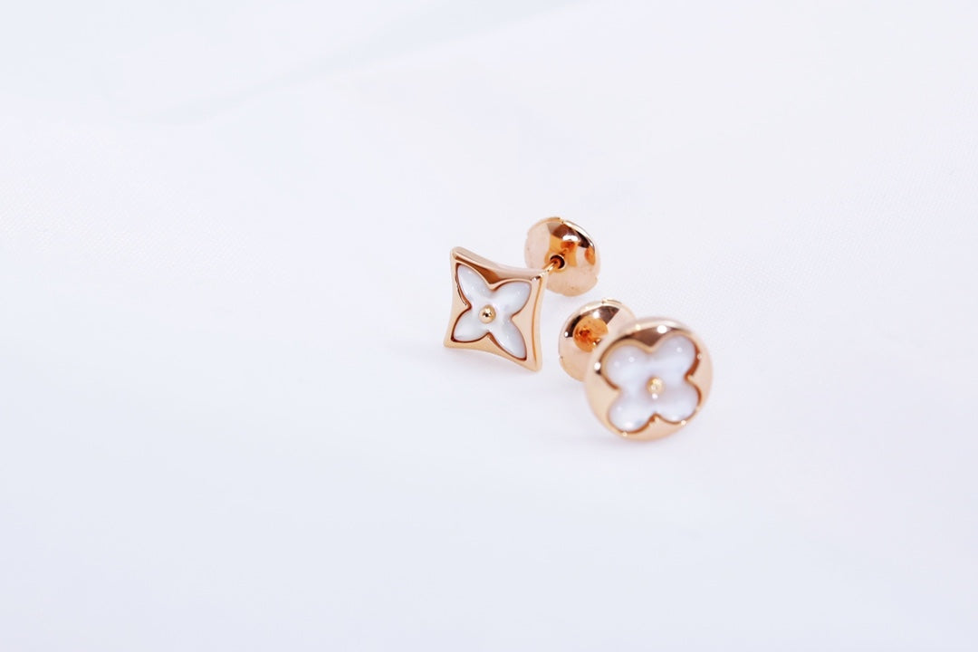[Amore Jewelry]STAR AND SUN PINK GOLD MOP STUD EARRINGS