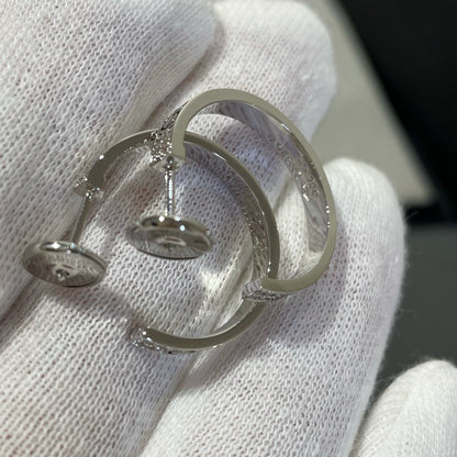 [Amore Jewelry]LOVE DIAMOND SILVER HOOP EARRINGS