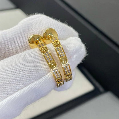 [Amore Jewelry]LOVE EARRINGS 3.6MM DIAMOND PAVED