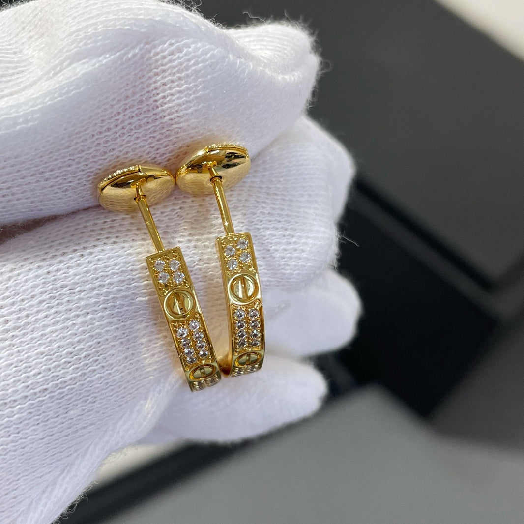 [Amore Jewelry]LOVE DIAMOND GOLD HOOP EARRINGS