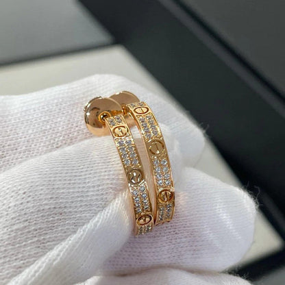 [Amore Jewelry]LOVE EARRINGS 3.6MM DIAMOND PAVED