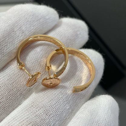 [Amore Jewelry]LOVE DIAMOND PINK GOLD HOOP EARRINGS