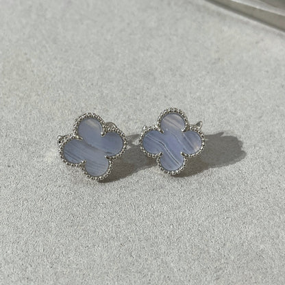 [Amore Jewelry]CLOVER CHALCEDONY SILVER STUD EARRINGS