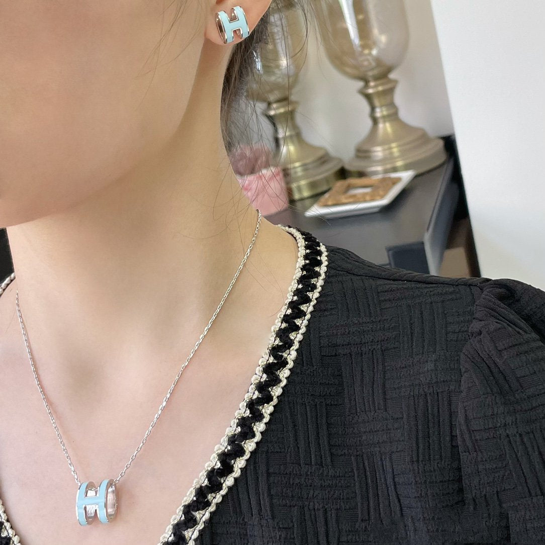 [Amore Jewelry]POP H SKY BLUE NECKLACE